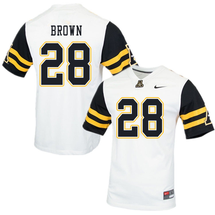 Men #28 KeSean Brown Appalachian State Mountaineers College Football Jerseys Sale-White - Click Image to Close